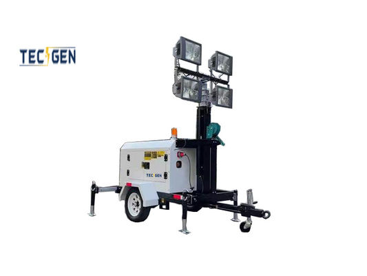 9m Manual Mobile Lighting Tower With 4x1000W Floodlights For Construction Site