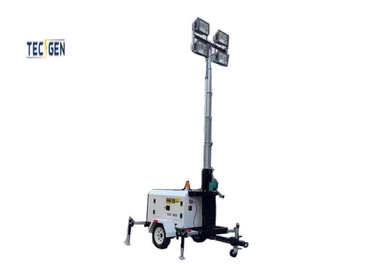 9m Manual Mobile Lighting Tower With 4x1000W Floodlights For Construction Site
